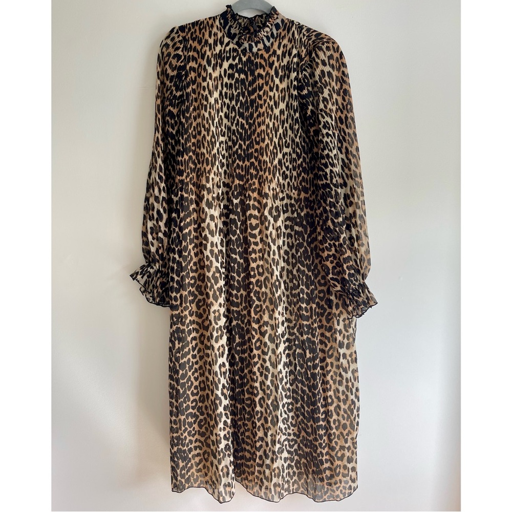 Ganni Leopard Midi Dress, Size 38